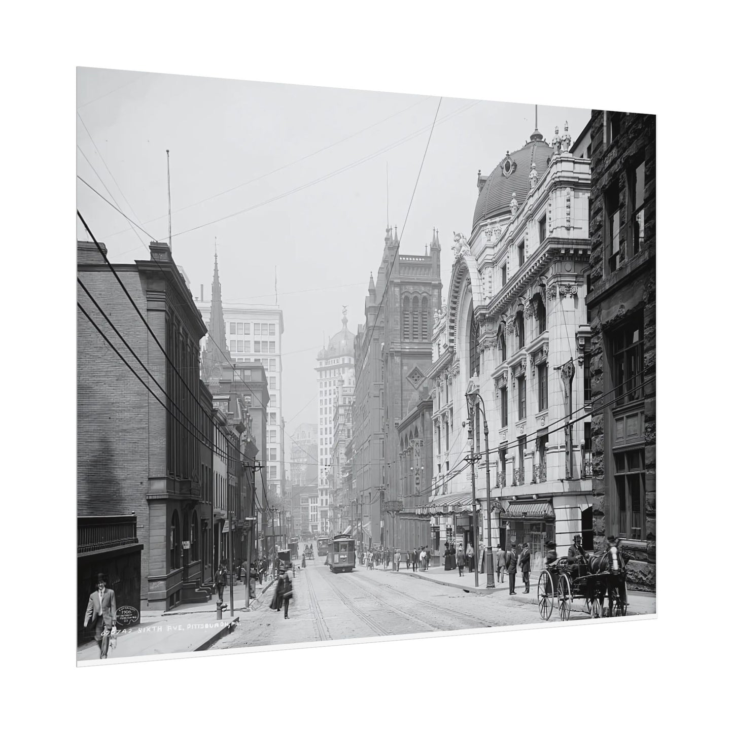Vintage Pittsburgh Sixth Avenue Print