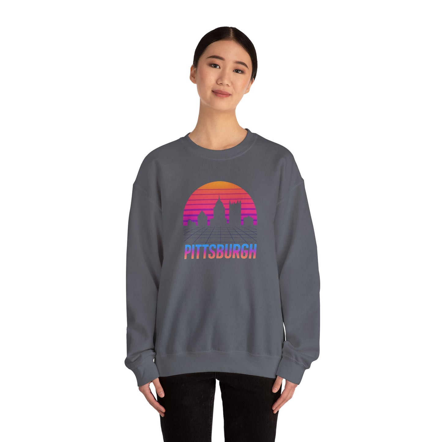 Retrowave Pittsburgh Crewneck Sweatshirt