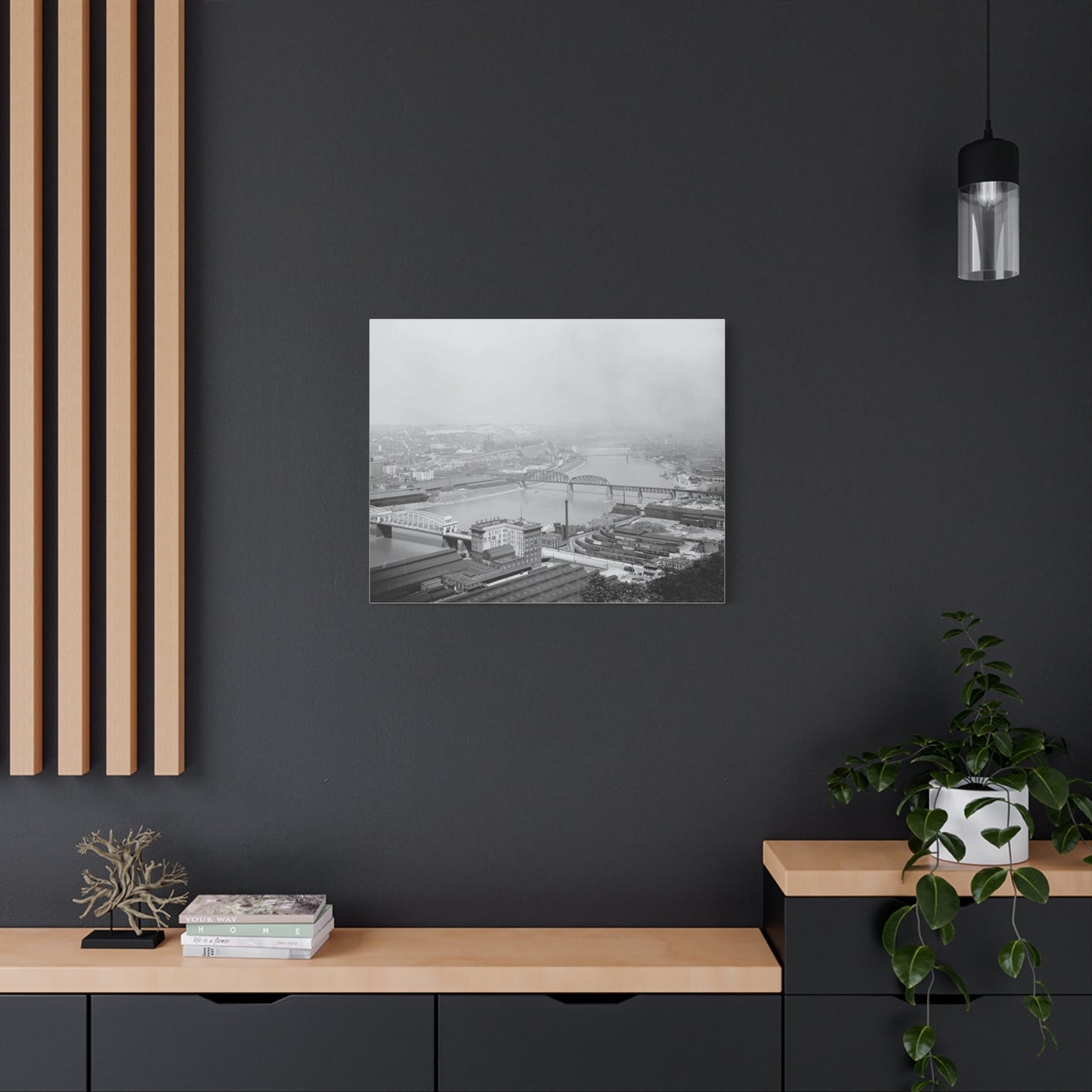Vintage Pittsburgh Three Bridges Canvas Print