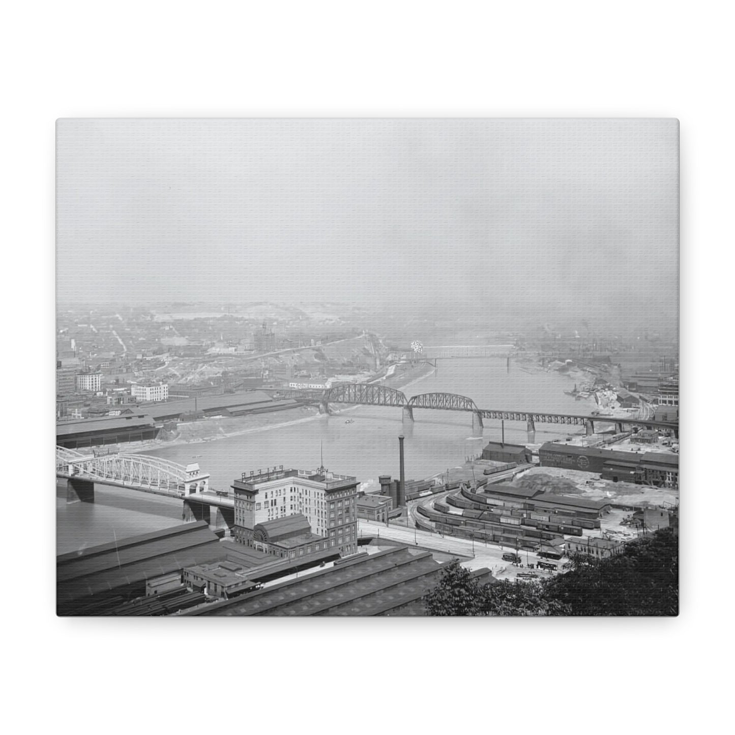 Vintage Pittsburgh Three Bridges Canvas Print