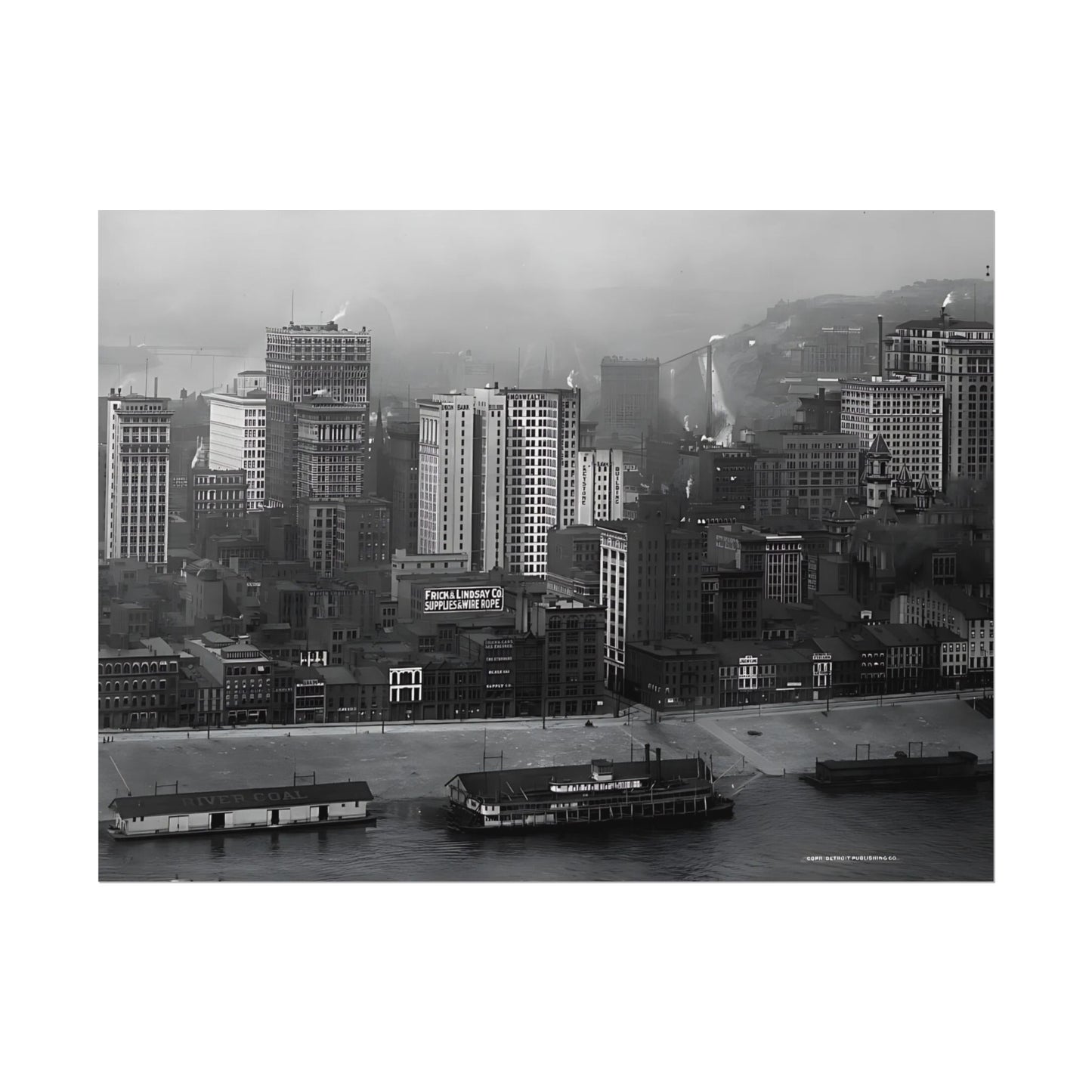 Vintage Pittsburgh Skyline Print