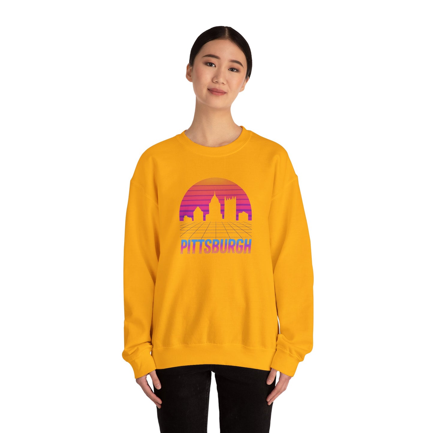 Retrowave Pittsburgh Crewneck Sweatshirt