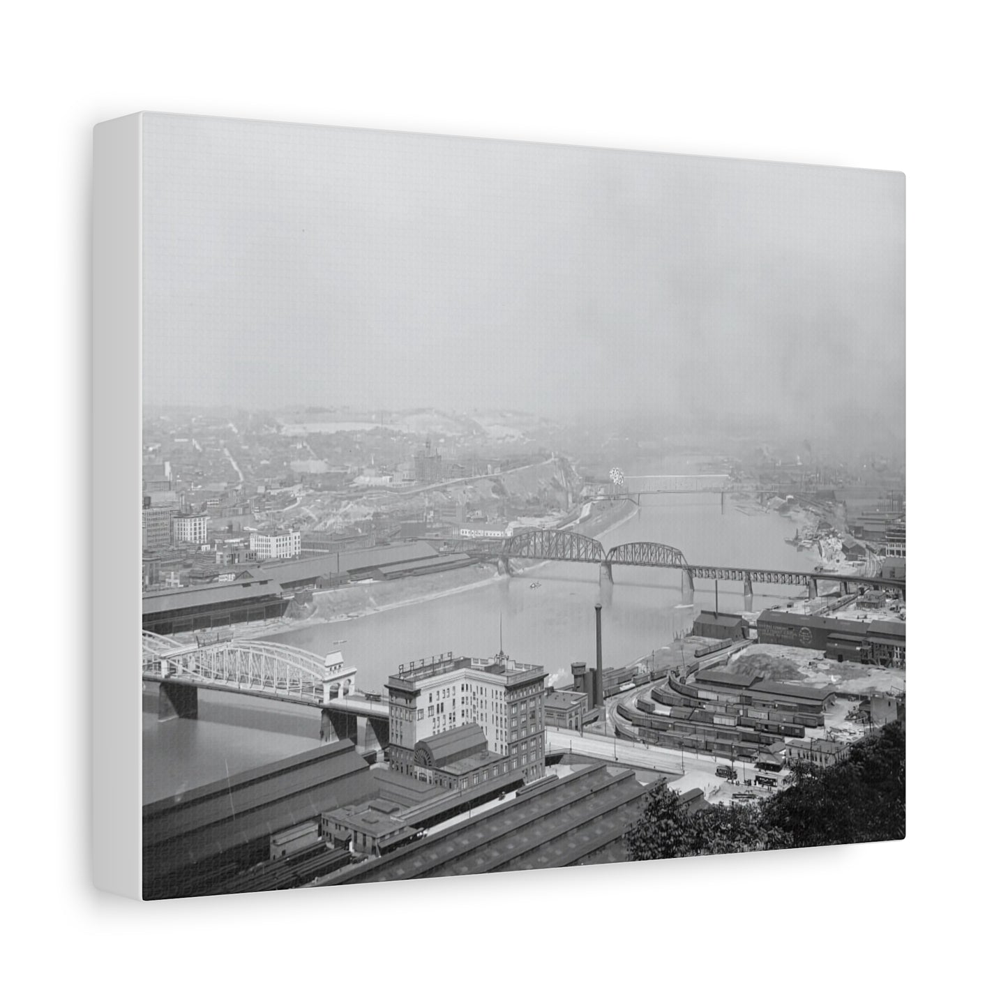 Vintage Pittsburgh Three Bridges Canvas Print