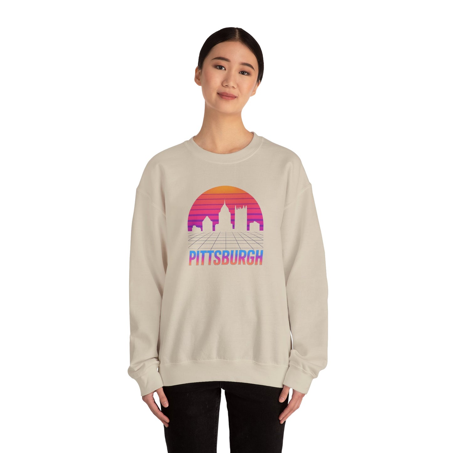 Retrowave Pittsburgh Crewneck Sweatshirt