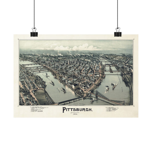 Vintage Pittsburgh Map Poster