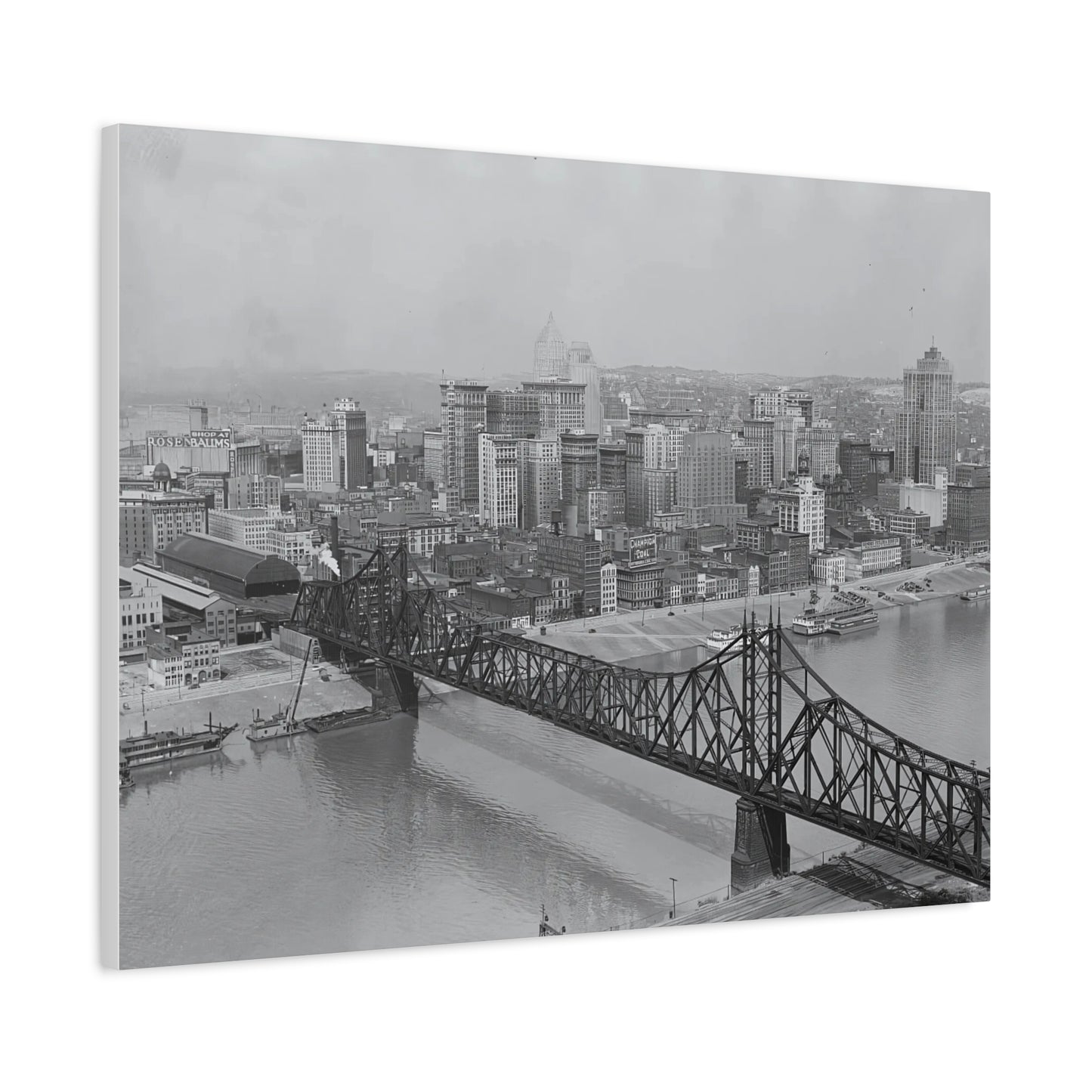 Vintage Pittsburgh Bridge Canvas Print