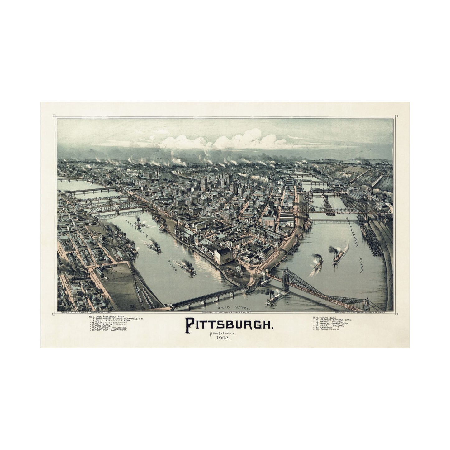 Vintage Pittsburgh Map Poster