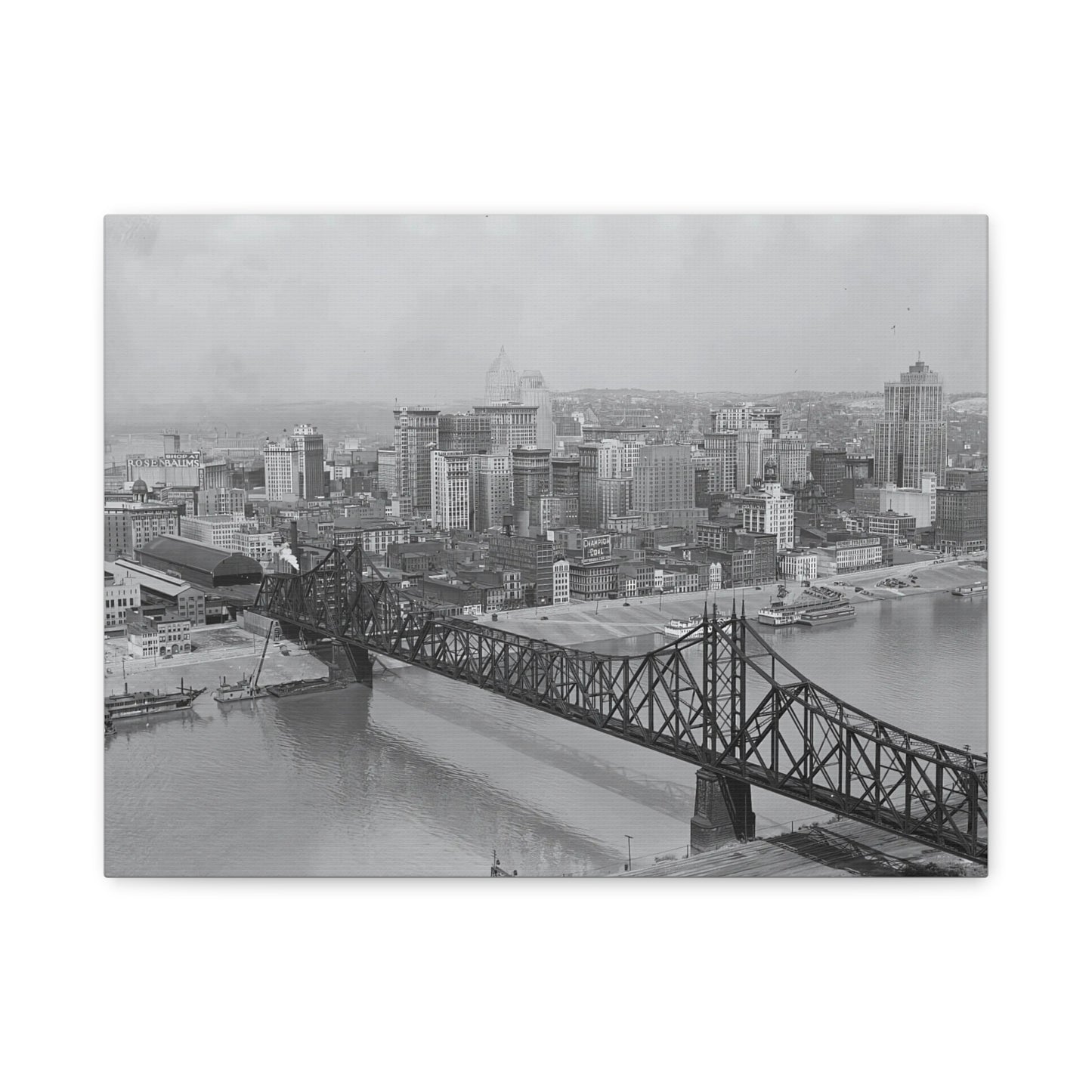 Vintage Pittsburgh Bridge Canvas Print