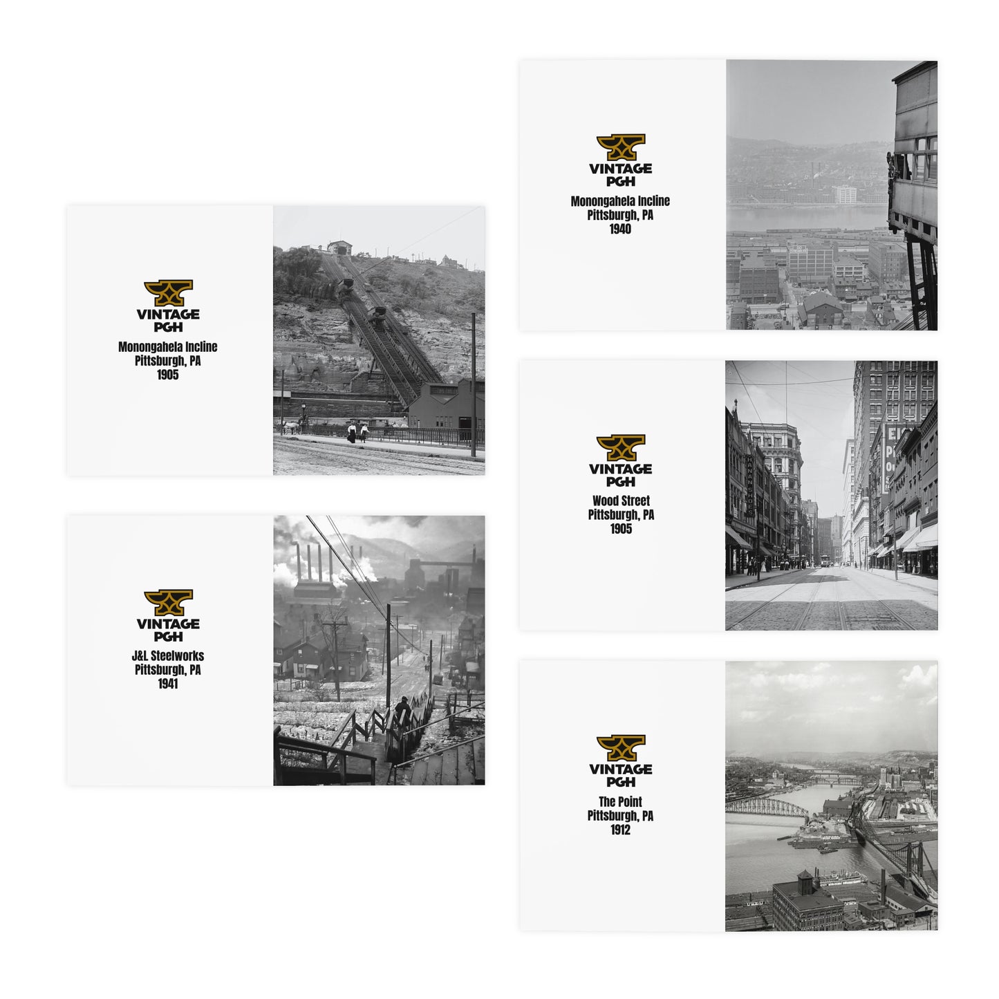 Vintage Pittsburgh Greeting Cards (5 Pack)
