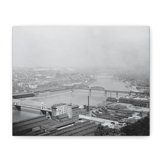 Vintage Pittsburgh Three Bridges Canvas Print
