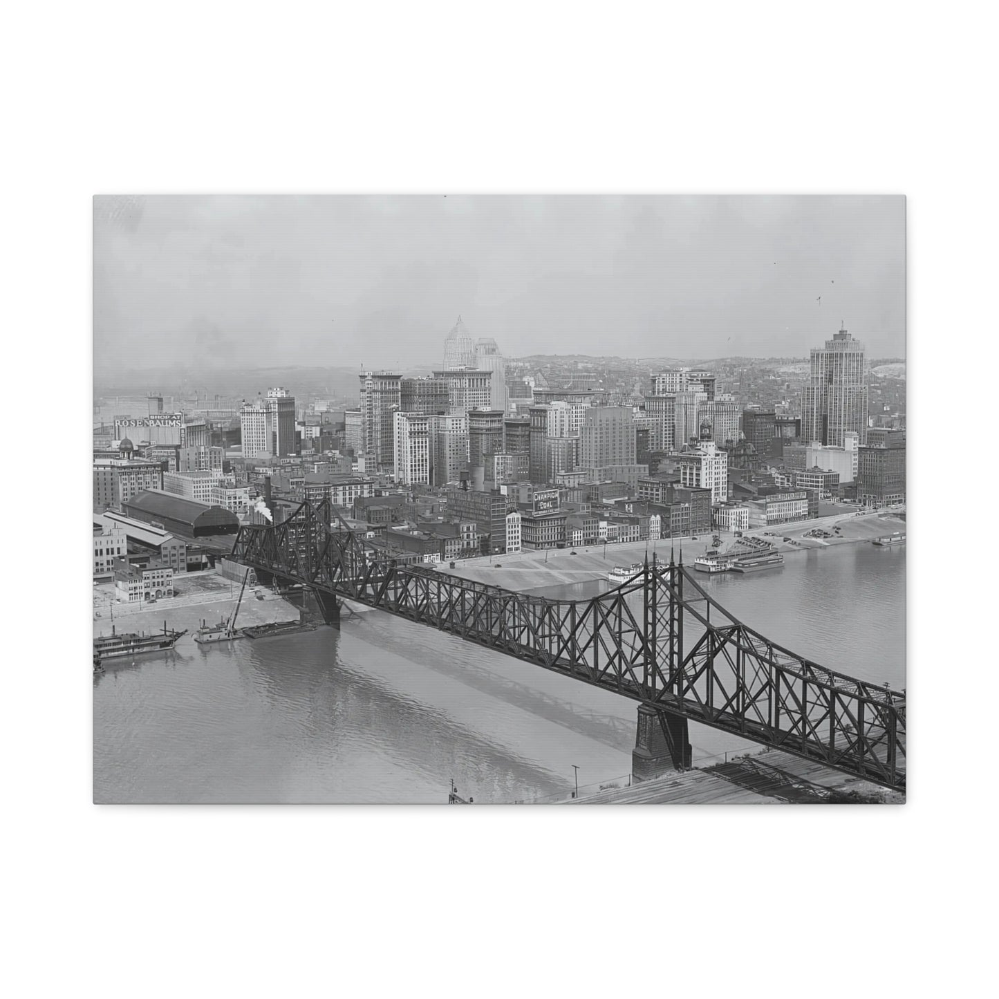 Vintage Pittsburgh Bridge Canvas Print