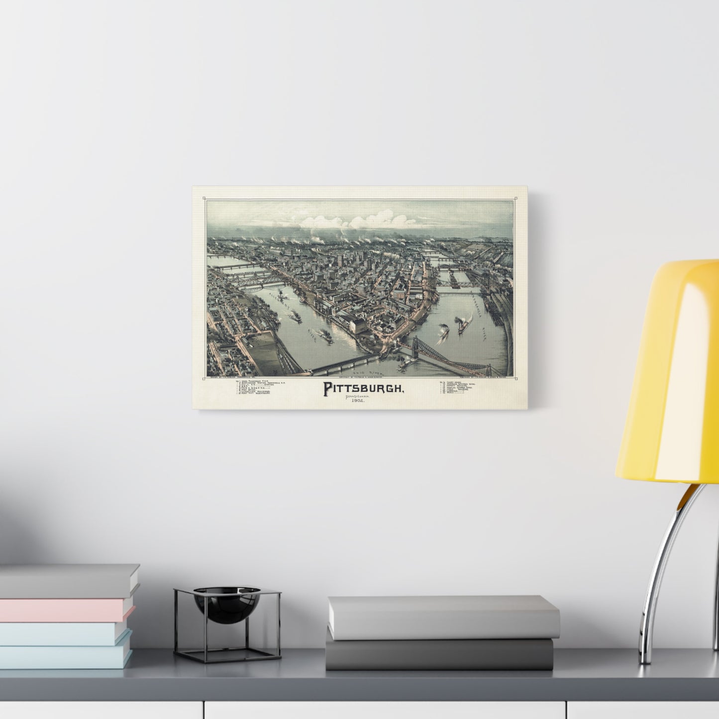 Vintage Pittsburgh 1900s Map Canvas Print