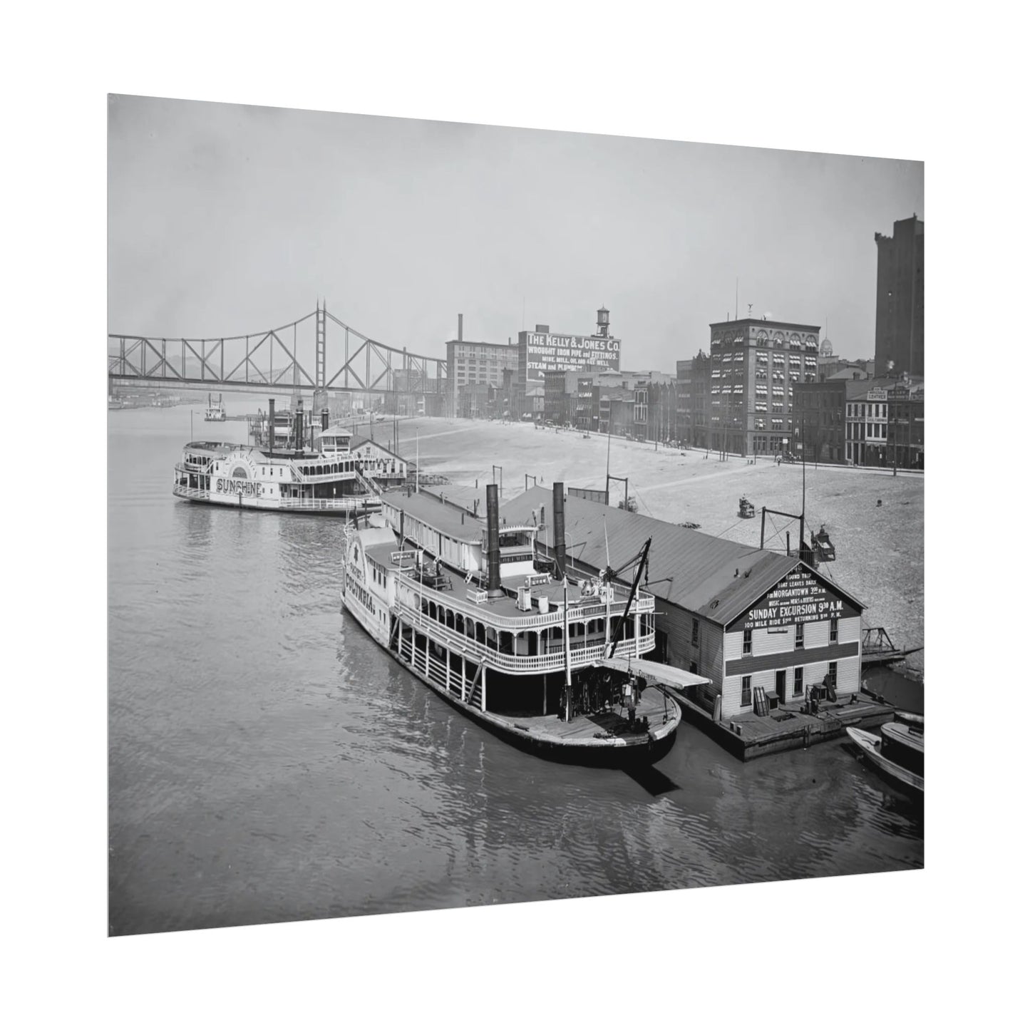 Vintage Pittsburgh Riverboat Print